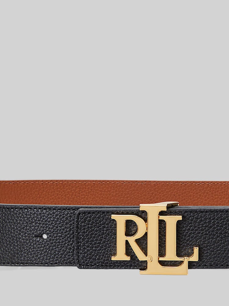 Lauren Ralph Lauren obojestransko (nošenje) Pebbled črna Leather Wide pasovi - Slika 3 iz 3