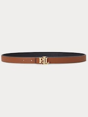 Lauren Ralph Lauren Logo Reversible Leather Skinny Brown Belt - Image 1 of 3