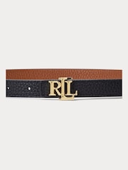 Lauren Ralph Lauren Logo Reversible Leather Skinny Brown Belt - Image 2 of 3