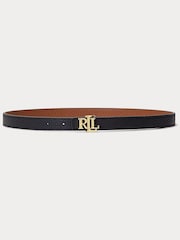 Lauren Ralph Lauren Logo Reversible Leather Skinny Brown Belt - Image 3 of 3