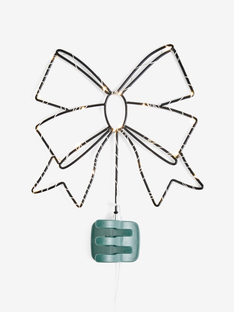 Black Light Up Bow Christmas Tree Topper - Image 4 of 4