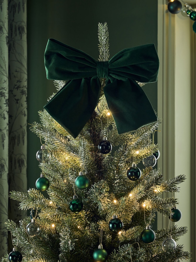 Green Velvet Christmas Bow Tree Topper - Image 1 of 5