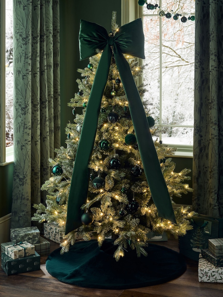 Green Velvet Christmas Bow Tree Topper - Image 2 of 5