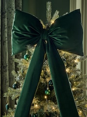 Green Velvet Christmas Bow Tree Topper - Image 4 of 5