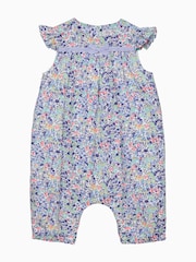 Trotters London Little Blue Liberty Print Neon Wiltshire 100% Cotton Romper - Image 1 of 3