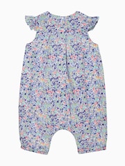 Trotters London Little Blue Liberty Print Neon Wiltshire 100% Cotton Romper - Image 2 of 3