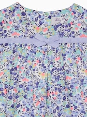 Trotters London Little Blue Liberty Print Neon Wiltshire 100% Cotton Romper - Image 3 of 3