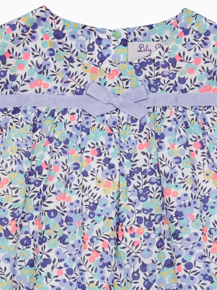 Trotters London Little Blue Liberty Print Neon Wiltshire 100% Cotton Romper - Image 3 of 3