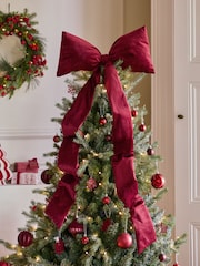 Burgundy Red Velvet Christmas Bow Tree Topper - Image 1 of 2