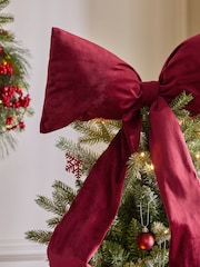 Burgundy Red Velvet Christmas Bow Tree Topper - Image 2 of 2