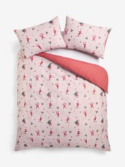 Red/White Santa Stripe Christmas Reversible Duvet Cover and Pillowcase Set - Image 3 of 4