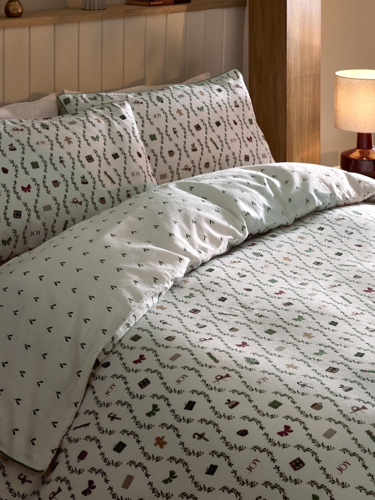 Natural Icons Christmas Brushed Duvet Cover and Pillowcase Set - Image 1 of 6 Natural Icons Christmas Brushed Duvet Cover and Pillowcase Set - Image 1 of 6