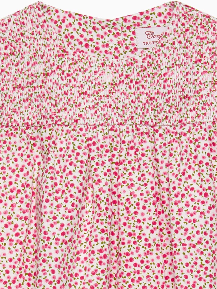 Trotters London Little White Ditsy Cherry Smocked Duck Dress - Image 2 of 2