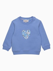 Trotters London Blue Little Liberty Betsy Heart Sweatshirt - Image 1 of 3