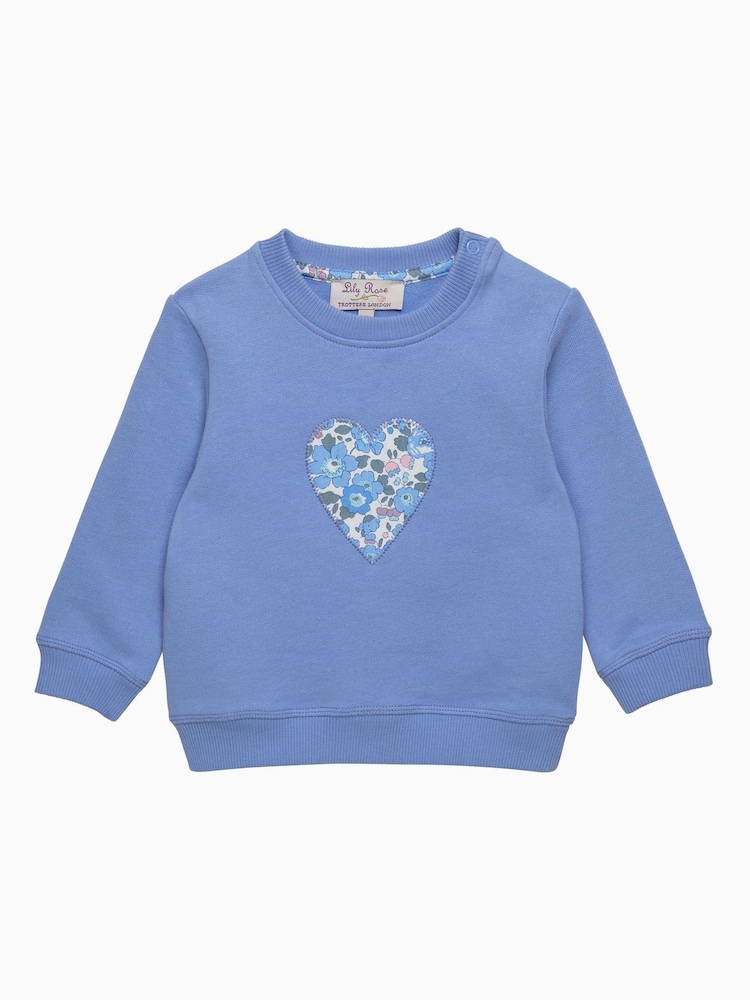 Trotters London Blue Little Liberty Betsy Heart Sweatshirt - Image 1 of 3