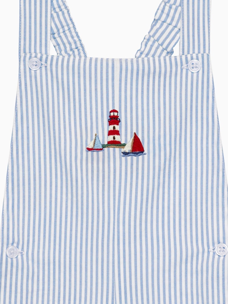 Trotters London Little Blue Lighthouse Atticus Bib 100% Cotton Shorts - Image 3 of 3
