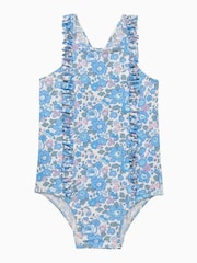 Trotters London Little Blue Liberty Print Betsy Frill Swimsuit - Image 1 of 2