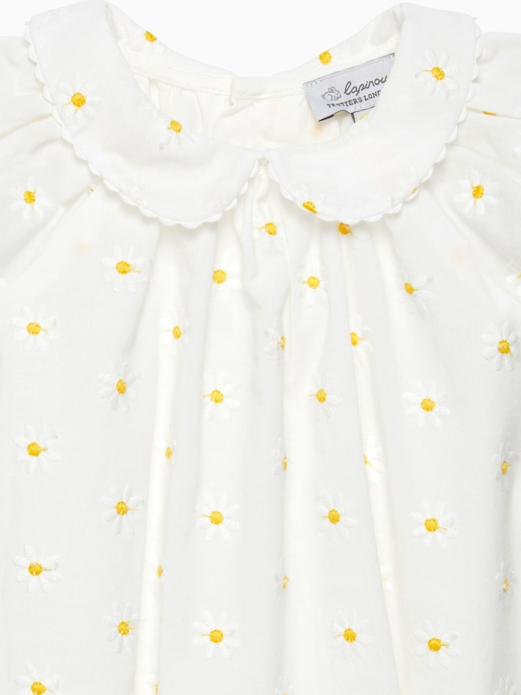 Trotters London Newborn White 100% Cotton Daisy Bubble Rompersuit - Image 3 of 3
