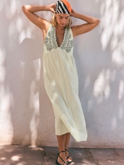 Rockett St George White Embroidered Maxi  Beach Dress - Image 1 of 9