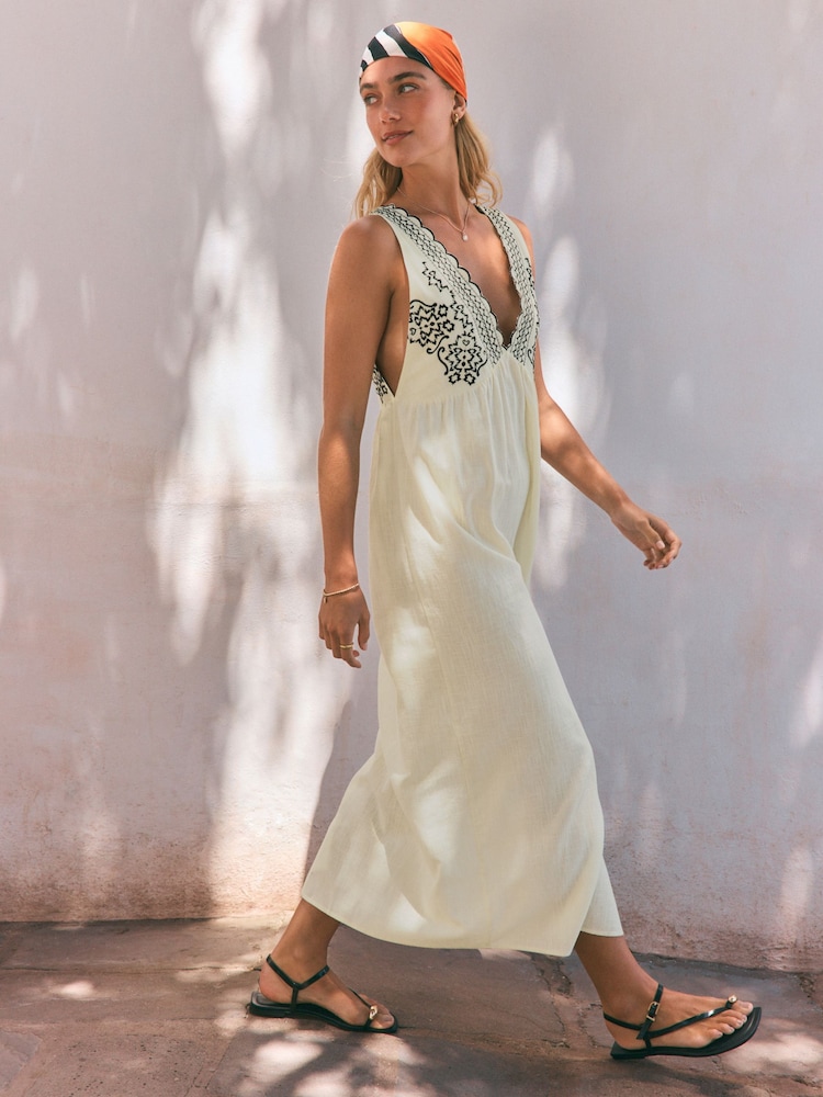 Rockett St George White Embroidered Maxi  Beach Dress - Image 2 of 9