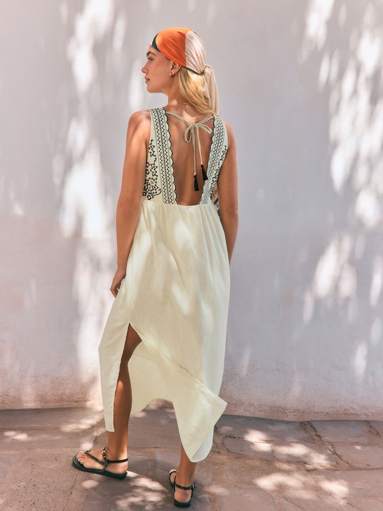 Rockett St George White Embroidered Maxi  Beach Dress - Image 4 of 9