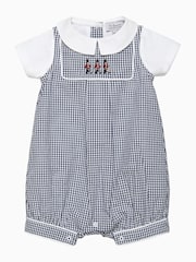 Trotters London Newborn Blue Gingham Jasper Guardsman Rompersuit - Image 1 of 3