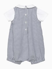 Trotters London Newborn Blue Gingham Jasper Guardsman Rompersuit - Image 2 of 3