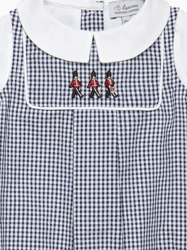 Trotters London Newborn Blue Gingham Jasper Guardsman Rompersuit - Image 3 of 3