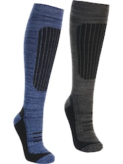 Trespass Male Blue Langdon II Ski Socks 2 Pack - Image 1 of 2