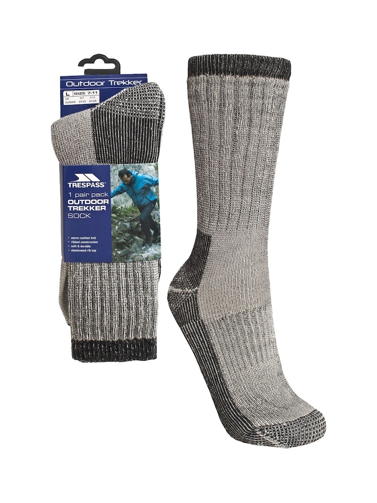 Trespass Male Grey Stroller Outdoor Socks - Image 2 of 3 Trespass Male Grey Stroller Outdoor Socks - Image 2 of 3