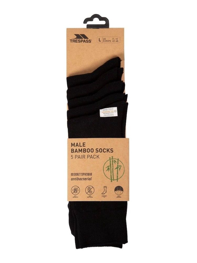 Trespass Male Daily Black Socks 5 Pack - Imagen 1 de 2