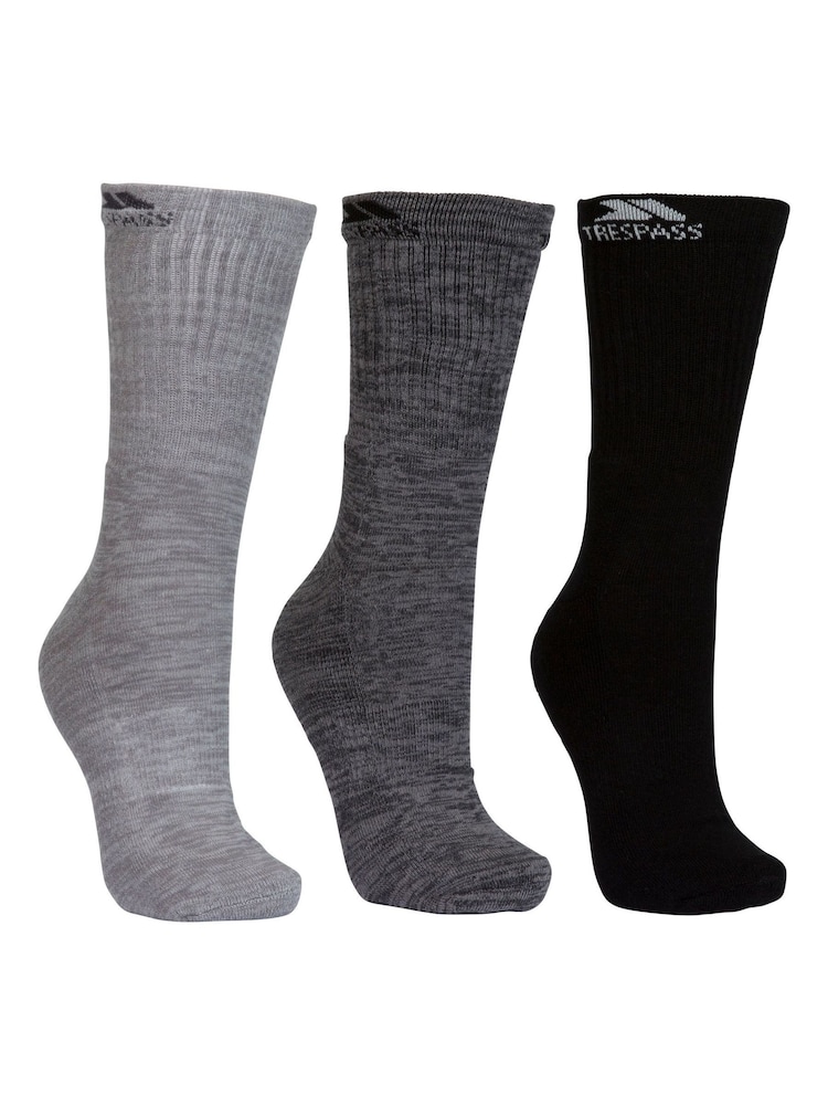 Trespass Male Grey Jack Barrow Trekking Socks 3 Pair Pack - Image 2 of 6