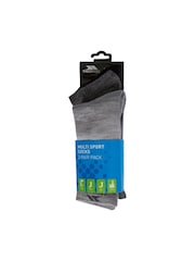 Trespass Male Grey Jack Barrow Trekking Socks 3 Pair Pack - Image 6 of 6