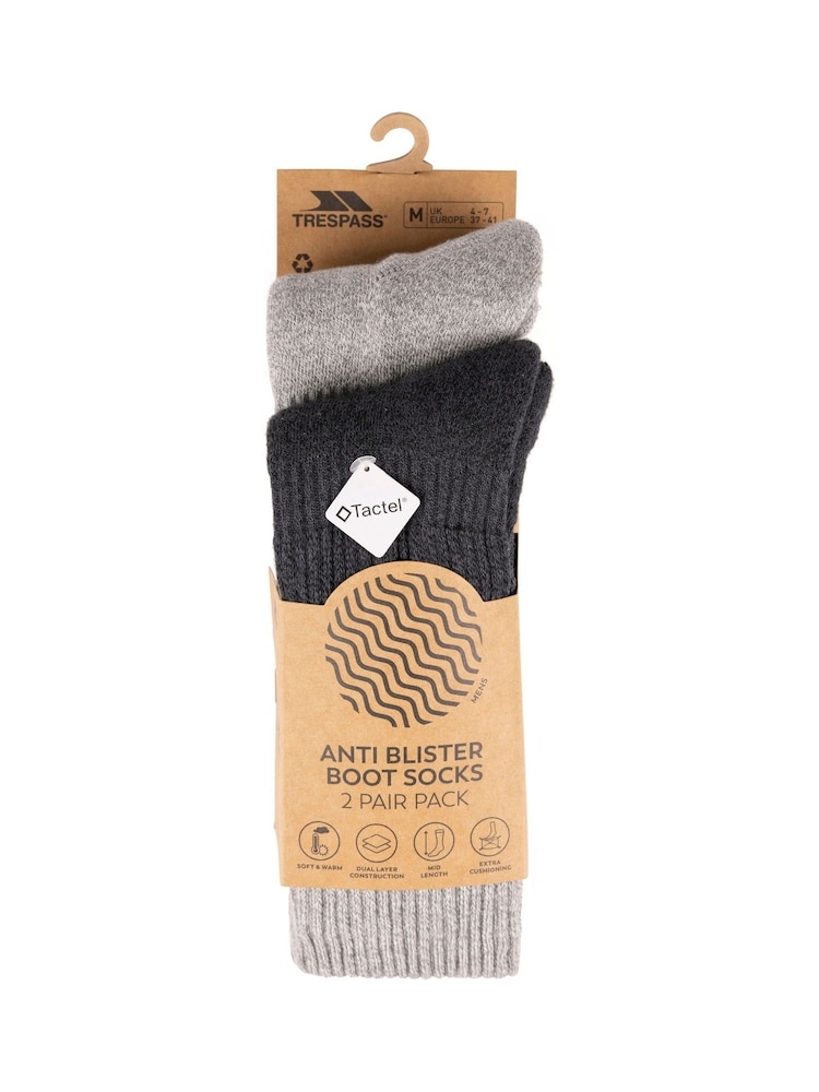Trespass Male Hitched Black Socks 2 pack - Image 1 of 4