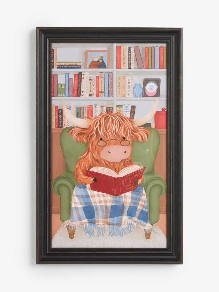 Natural Hamish the Highland Cow Reading Framed Wall Art - Image 5 of 5