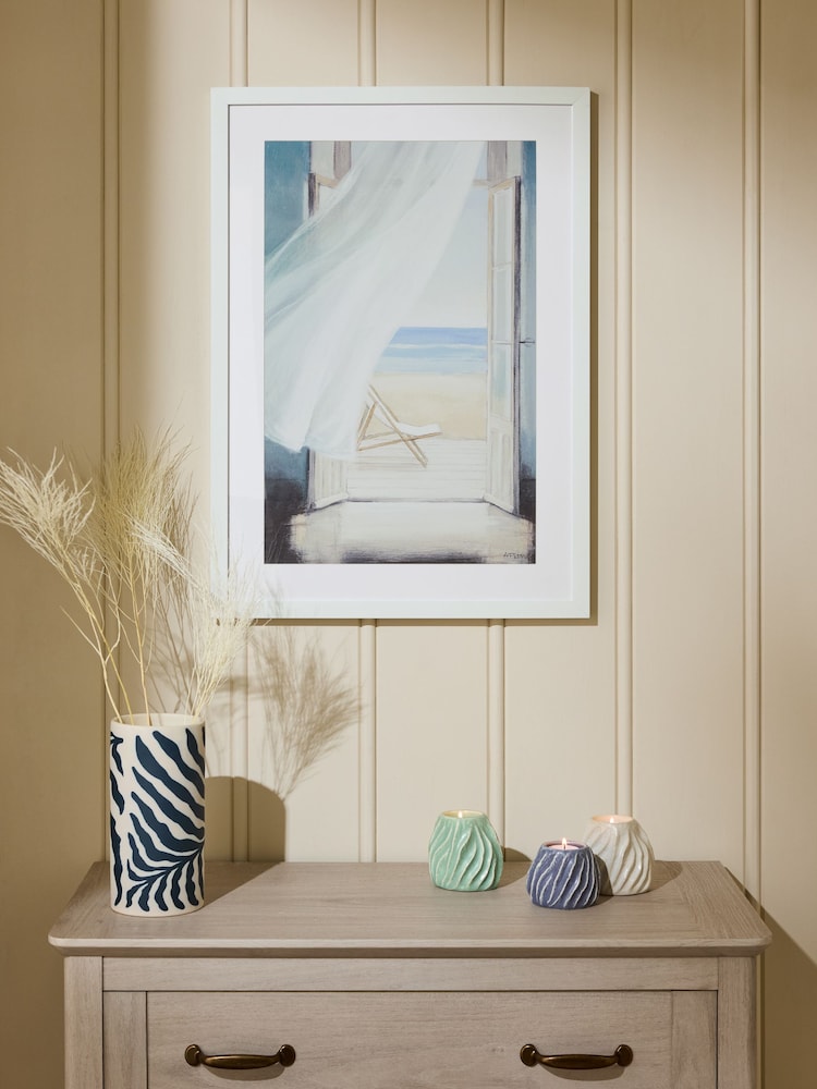 Natural Coastal Window Scene Framed Wall Art - Image 1 of 5