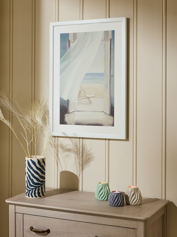 Natural Coastal Window Scene Framed Wall Art - Image 2 of 5