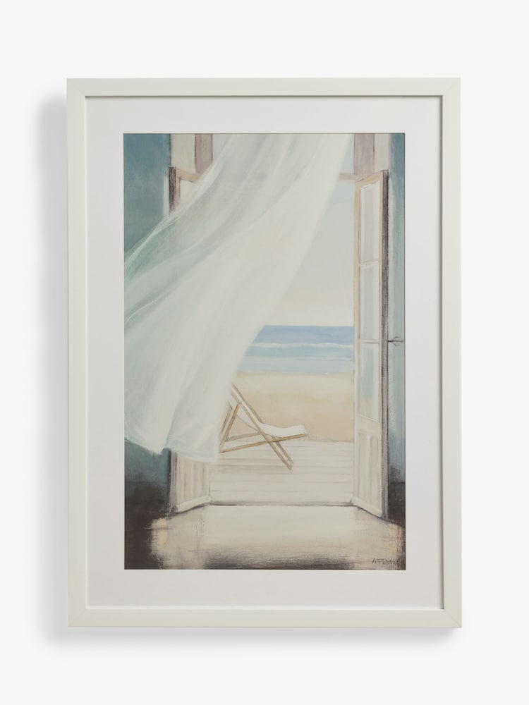 Natural Coastal Window Scene Framed Wall Art - Image 4 of 5