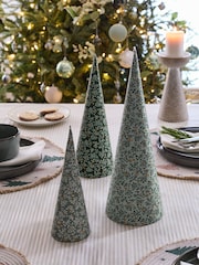Set of 3 Green Printed Floral Print Paper Trees - Image 1 of 6