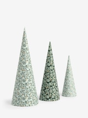 Set of 3 Green Printed Floral Print Paper Trees - Image 3 of 6