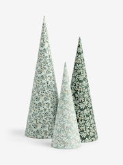 Set of 3 Green Printed Floral Print Paper Trees - Image 4 of 6