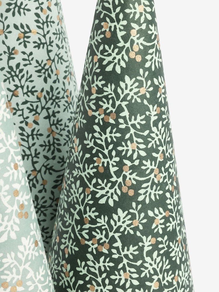Set of 3 Green Printed Floral Print Paper Trees - Image 6 of 6