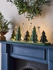 Green Light Up Wooden Christmas Tree Centrepiece - Image 1 of 5