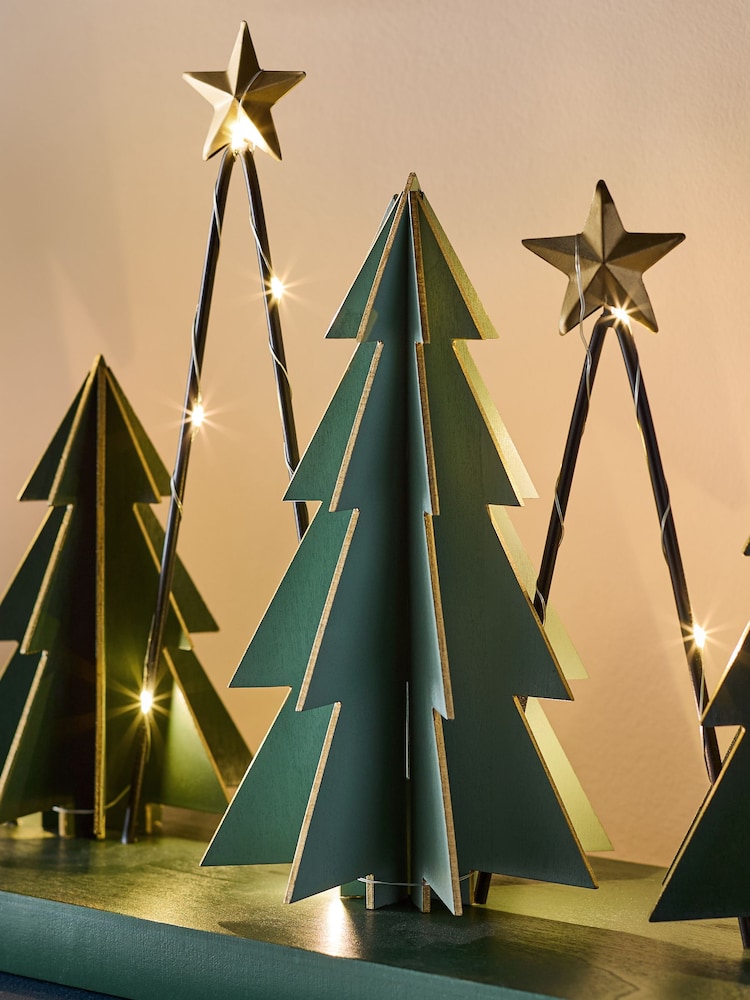 Green Light Up Wooden Christmas Tree Centrepiece - Image 5 of 5 Green Light Up Wooden Christmas Tree Centrepiece - Image 5 of 5