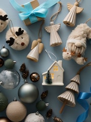 Set of 2 Clear Skandi Ceramic Christmas Tree Ornaments - Image 5 of 6