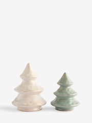 Set of 2 Clear Skandi Ceramic Christmas Tree Ornaments - Image 6 of 6