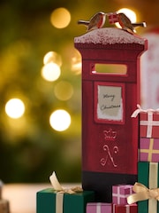 Red Wooden Post Box Christmas Ornament - Image 2 of 4