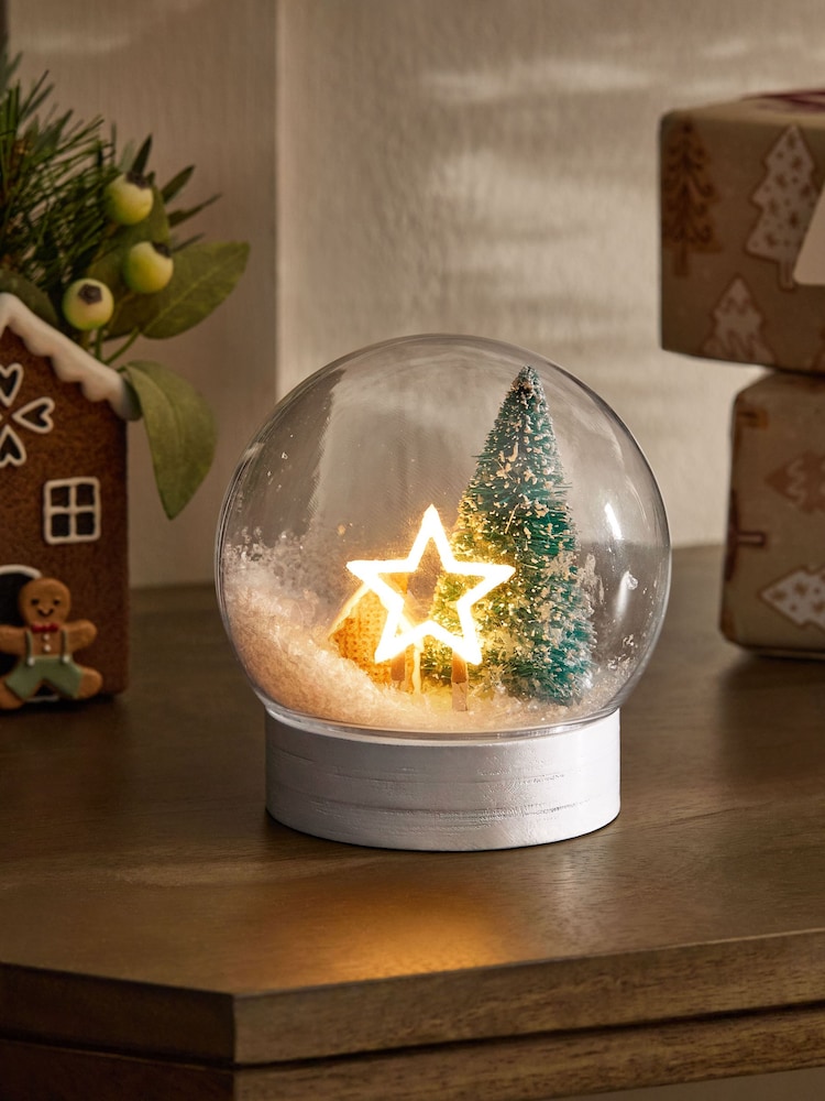 White Light Up Snowglobe Christmas Ornament - Image 1 of 4 White Light Up Snowglobe Christmas Ornament - Image 1 of 4