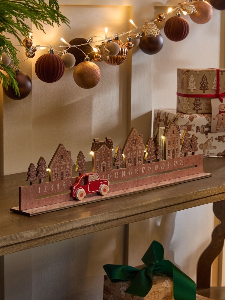 Wood Light Up Gingerbread Christmas Countdown - Image 1 of 5 Wood Light Up Gingerbread Christmas Countdown - Image 1 of 5