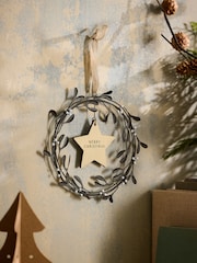 Grey Mistletoe Merry Christmas Hanging Decoration - Image 1 of 3